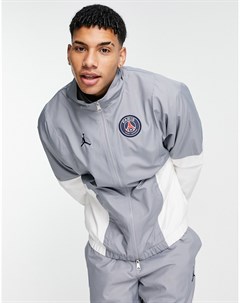 Спортивная куртка серого и белого цвета на молнии Nike Paris Saint Germain Jordan
