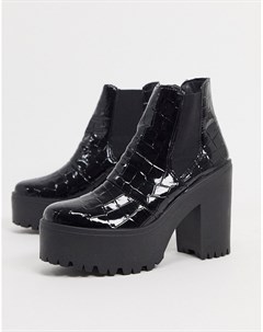 Черные ботинки челси с эффектом крокодиловой кожи Topshop