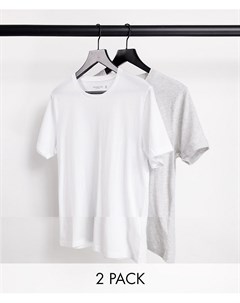 Набор из 2 футболок белого и серого цвета с логотипом Abercrombie & fitch