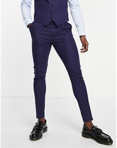 Темно синие супероблегающие льняные брюки Asos design