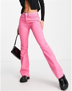 Ярко розовые расклешенные джинсы с классической талией и необработанной кромкой River island