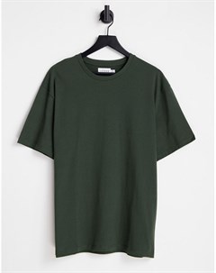 Oversized футболка из органического хлопка цвета хаки Topman