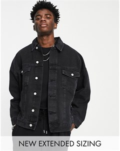 Черная выбеленная oversize джинсовая куртка Asos design