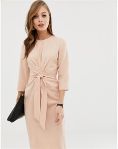 Бледно розовое платье миди с поясом в несколько оборотов Asos design