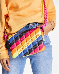 Разноцветная сумка на плечо с ремешком с цепочкой и радужным принтом House of holland
