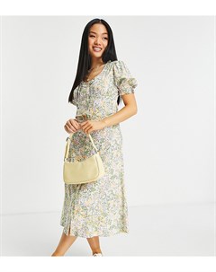 Платье миди из экологичных материалов на пуговицах с оборками по краю и принтом луговых цветов Petit Miss selfridge