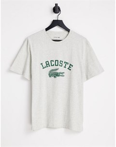 Серая футболка для дома с крупным логотипом Lacoste