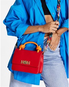 Красная сумка на плечо с ручкой сверху и цепочкой House of holland
