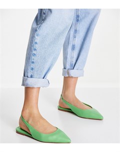 Зеленые туфли на плоской подошве с ремешком на пятке для широкой стопы Lala Asos design