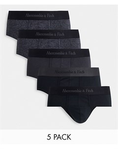 Набор из 5 боксеров брифов с контрастным поясом с логотипом черного серого серого меланжевого цветов Abercrombie & fitch
