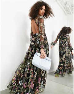 Платье макси с открытой спиной и цветочной вышивкой Asos edition