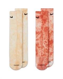 Набор из 2 пар носков розового и оранжевого цвета с принтом тай дай Everyday Plus Nike
