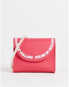 Розовая сумка через плечо с бусинами House of holland