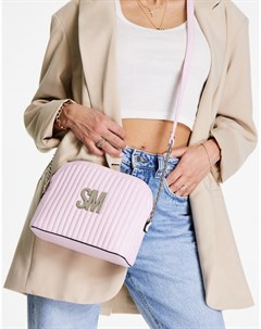 Розовая стеганая сумка через плечо с логотипом и ремешком цепочкой Steve madden