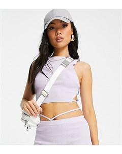 Кроп топ в стиле борцовки с вырезами фиолетового цвета от комплекта Missguided petite