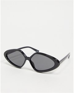 Солнцезащитные очки в глянцевой оправе кошачий глаз черного цвета Recycled Asos design