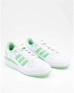 Белые низкие кроссовки с зелеными вставками Forum Adidas originals