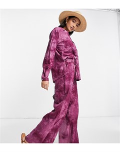 Эксклюзивные пляжные брюки фиолетового цвета с принтом тай дай от комплекта Fashion union