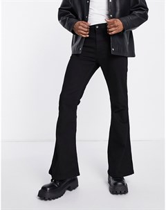 Эластичные расклешенные джинсы черного цвета Topman
