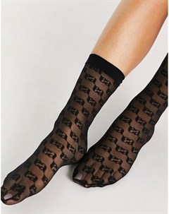 Прозрачные черные носки до щиколотки с монограммой Asos design