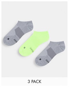 Набор из 2 невидимых носков унисекс серого и зеленовато желтого цветов Nike running
