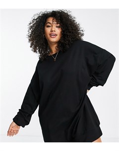 Черное платье свитшот мини в стиле oversized Curve Asos design