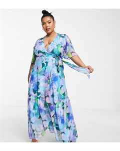 Голубое платье макси из переработанных материалов с цветочным принтом Everleigh Hope & ivy plus
