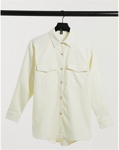 Уютная куртка рубашка в стиле oversized пастельного кремового цвета New look