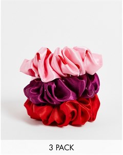 Набор из 3 сочетающихся резинок для волос розового красного и бордового цветов с сердечками Vero moda