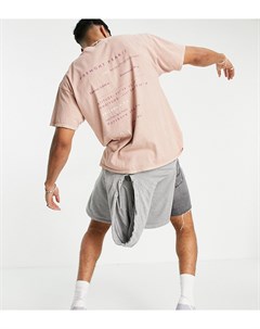 Розовая oversized футболка с принтом на спинке New look