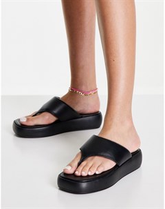 Черные сандалии с V образным ремешком на толстой подошве Francesca Asos design