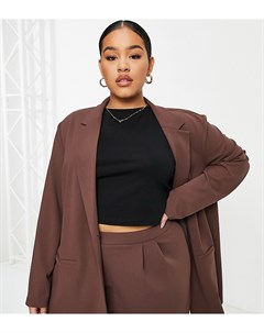 Трикотажный блейзер в стиле oversized цвета мокко ASOS DESIGN Curve Asos curve