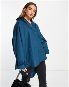 Бирюзовая oversized рубашка из поплина Topshop