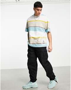 Кремовая oversized футболка в яркую полоску Tommy jeans