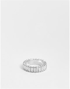 Серебристое кольцо с кристаллами багетной огранки Asos design