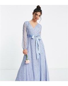 Платье макси синего цвета для подружки невесты с запахом Frock and frill petite