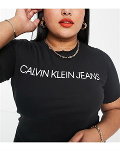 Черная футболка с принтом логотипа Calvin Klein Plus Calvin klein jeans plus