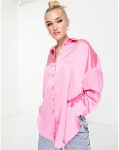 Розовая атласная oversized рубашка от комплекта Style cheat