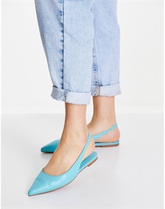 Голубые туфли на плоской подошве с острым носком и ремешком на пятке Lala Asos design