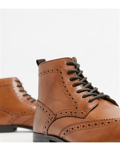 Светло коричневые кожаные ботинки броги с натуральной подошвой Asos design