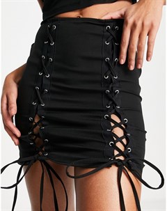 Черная мини юбка со шнуровкой Rebellious fashion