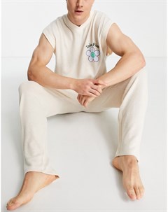 Пижамный комплект из брюк и жилета с принтом на груди Asos design