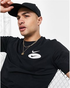 Черная футболка с небольшим логотипом галочкой Nike