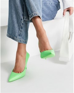 Туфли лодочки с заостренным носком ярко зеленого цвета Jess Aldo