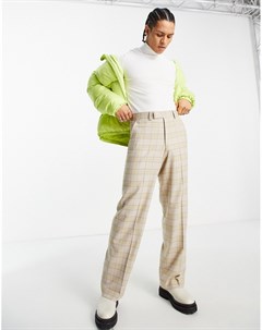Строгие брюки с широкими штанинами в лаймово зеленую клетку Asos design