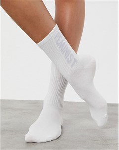 Белые носки из смесового органического хлопка с надписью Feminist Lucy Monki