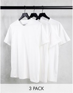 Набор из 3 классических футболок белого цвета из органического хлопка Topman