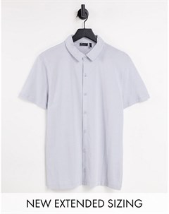 Серо голубая трикотажная рубашка на пуговицах Asos design