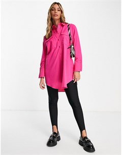 Ярко розовая oversized рубашка в утилитарном стиле River island