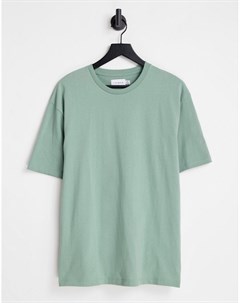 Oversized футболка из органического хлопка шалфейно зеленого цвета Topman